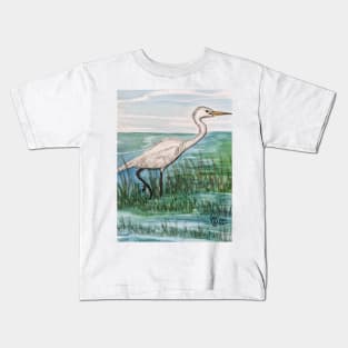 Egret in the wetlands Kids T-Shirt